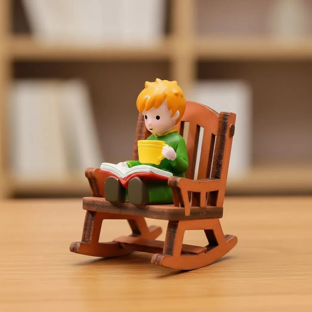 Fairy Tale Prince Rocking Chair Reading Figurine Cute Miniature Desktop Ornament for Home Office Shelf Dreamy Gift For Children