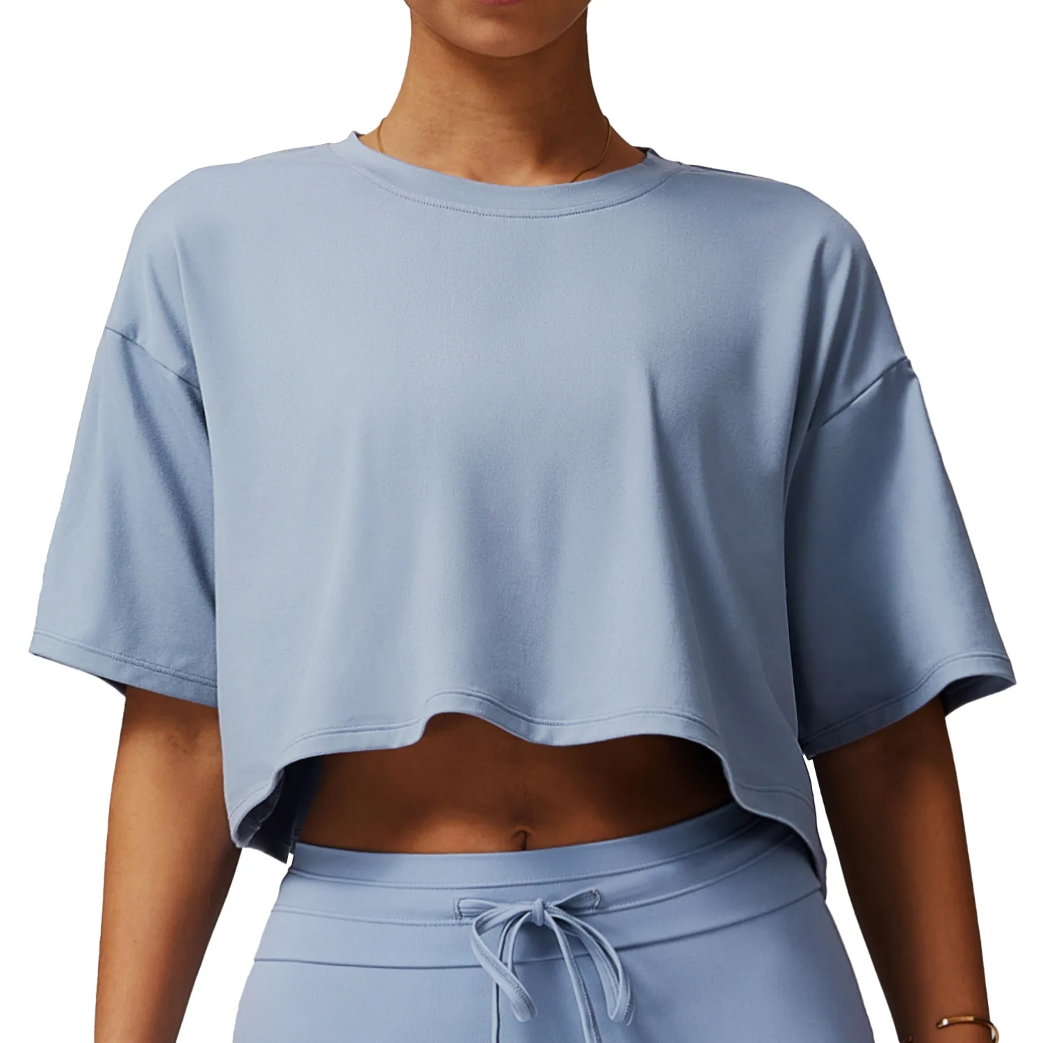 

Mermaid Curve Sanding Sports Short-sleeved Top Comfortable Round Neck Short T-shirt Fitness Running Yoga Clothes