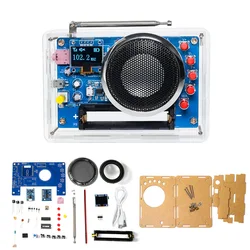 Electronic DIY Kit OLED Display Radio DIY Kit Rechargeable FM 87-108MHZ 18650 Lithium Battery Powered Circuit Board Soldering