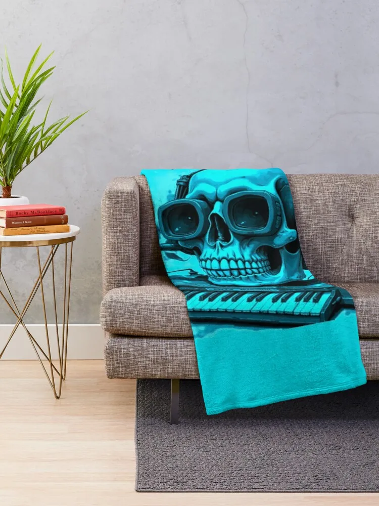 DJ Headphones Skull Blue Summer Vibe Throw Blanket Polar Thins Fashion Sofas cosplay anime Blankets