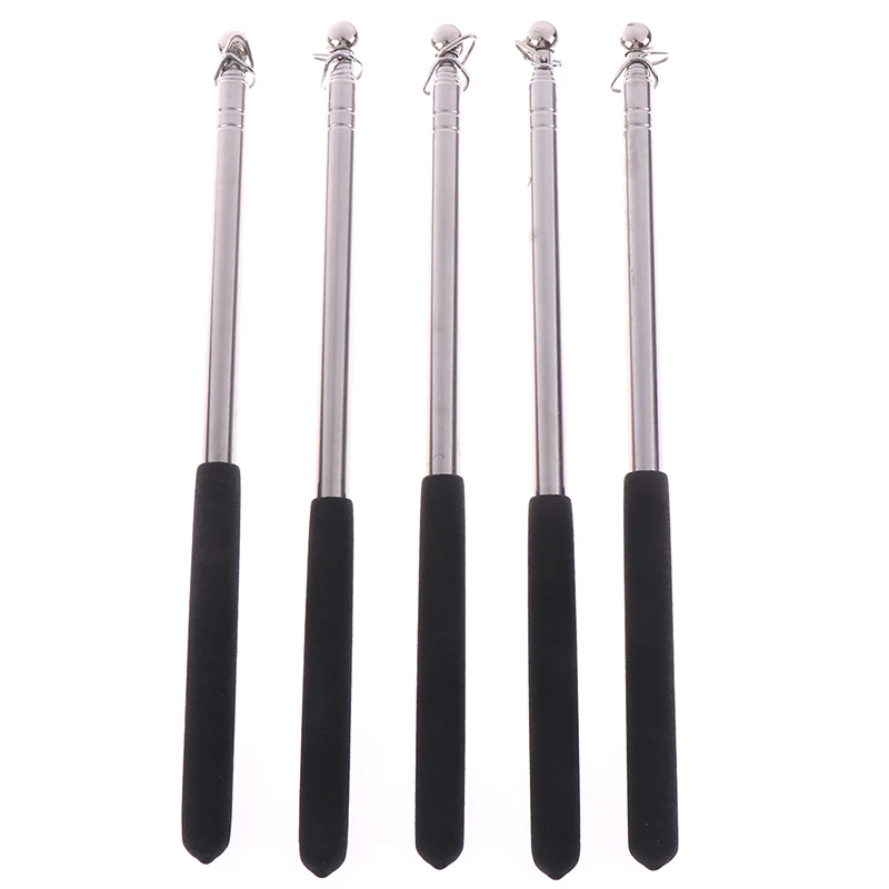 1PC Professional Touch 1 Meter Head Telescopic Flagpole Stainless Steel Telescopic Teacher Pointer Black