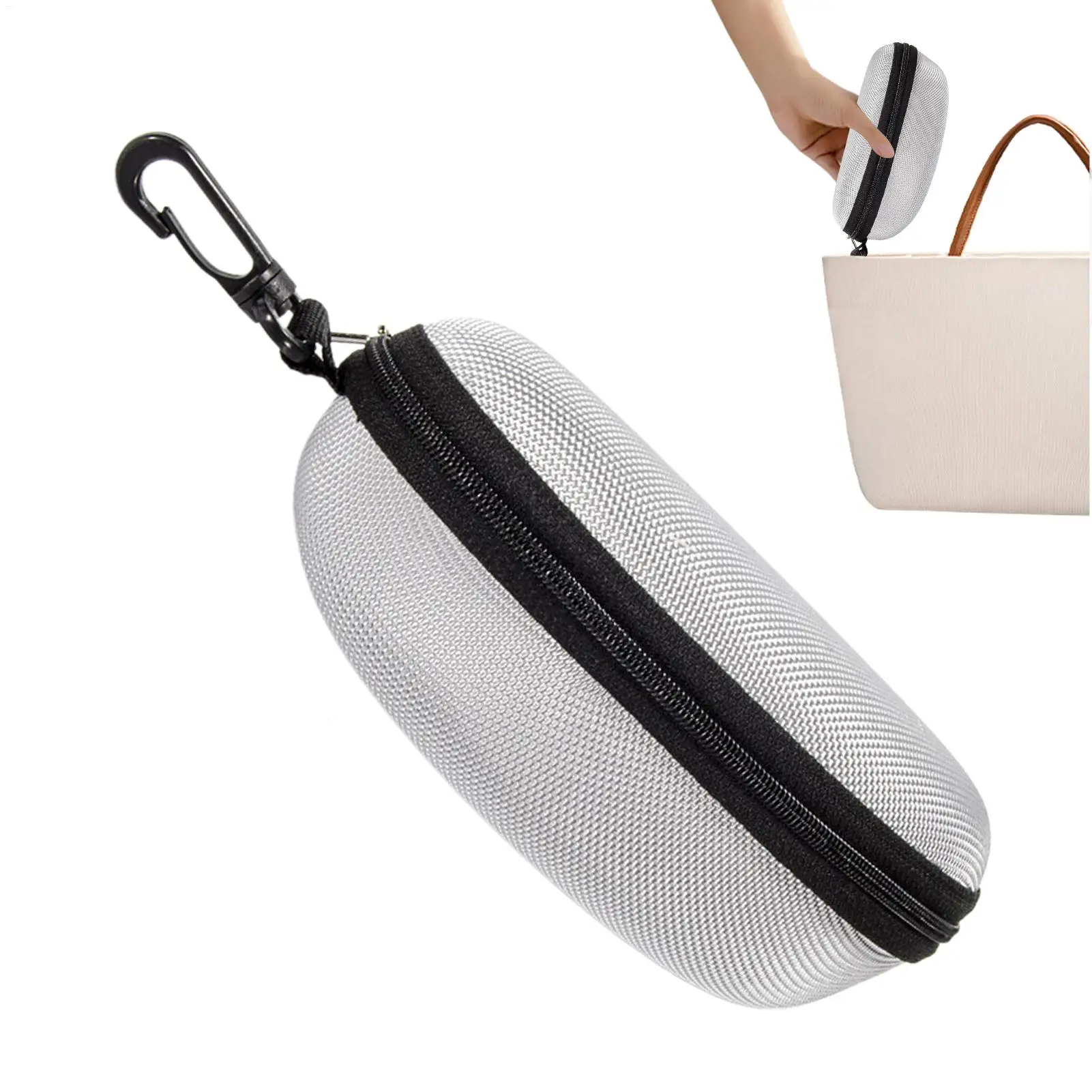 Tragbares Sonnenbrillenetui, Sonnenbrillenaufbewahrung mit Haken, wasserdicht, stoßfest, Gürtelclip mit Filzfutter für Männer, Frauen, Kinder