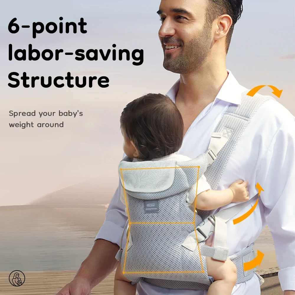 

Soft Cotton Portable Baby Carrier Wrap 4-in-1 Adjustable Babywearing Belt with Drool Towel - Comfortable Baby Wrap Carrier
