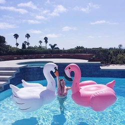 Şişme Flamingo yüzme havuzu oyuncak şamandıra yaz adası dev binmek beyaz kuğu yüzme Lifebuoy salon şişme havuz sal