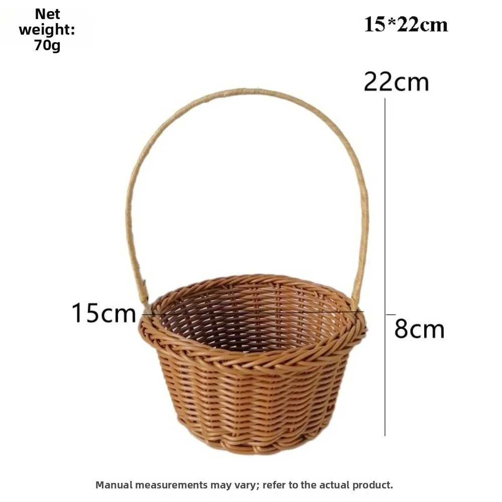 with Handle Imitation Rattan Handhold Household Handwoven Weaving Flower Basket 10 Styles Braid Storage Baskets