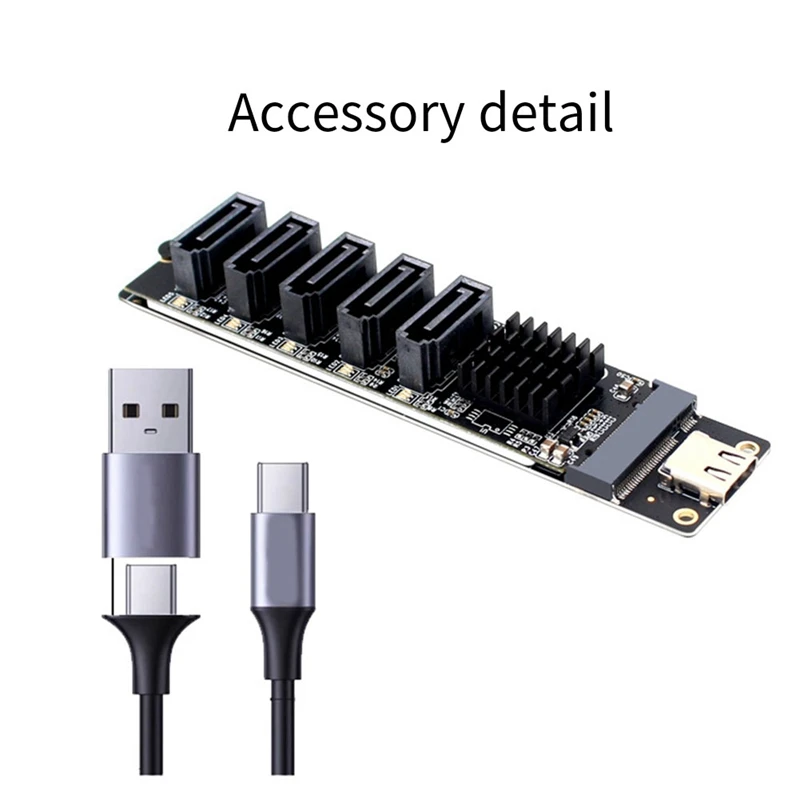 アダプターカード TYPE-C to SATA to 5ポート SATA3 6Gbps USB10G 拡張アダプターカード JM575+JMS580-VVNB