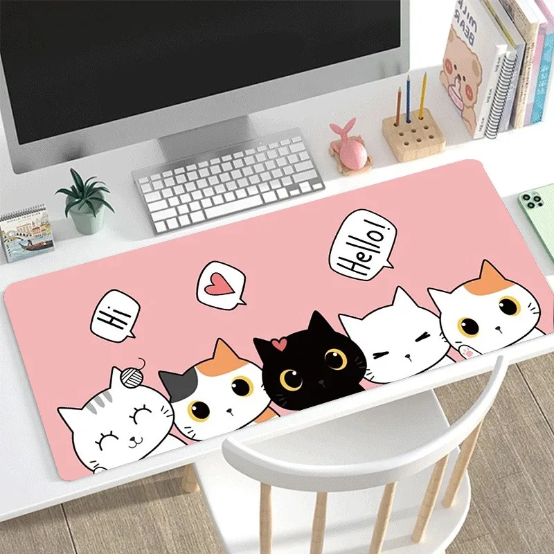 

Cute Cat Aesthetic Large Gaming Mouse Pad Office Desk Mat Computer Keyboard Pad Non-slip Office Desk Room Decor Accessories