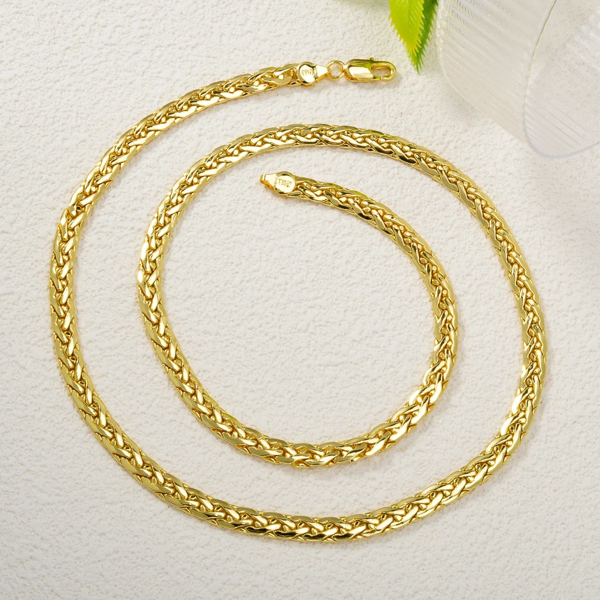 Simple Necklace Jewelry Fashion Italy 750 18K Gold Plated Flat Snake Chain African Wedding Birthday Gift Party