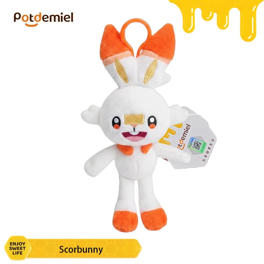 Potdemiel Pokemon Scorbunny Plush Key Chain Clip Handbag Charm Key Chain Bag Charm Holiday Kids Souvenir Gift Collectible Figure