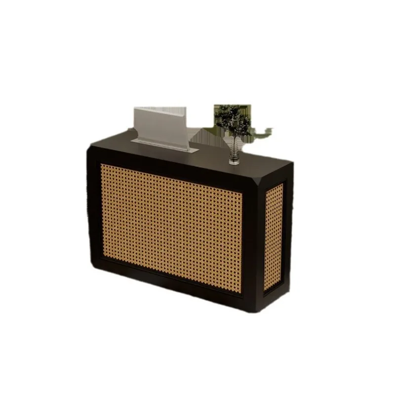 Rattan black checkout page retro minimalist modern cabinet, reception desk