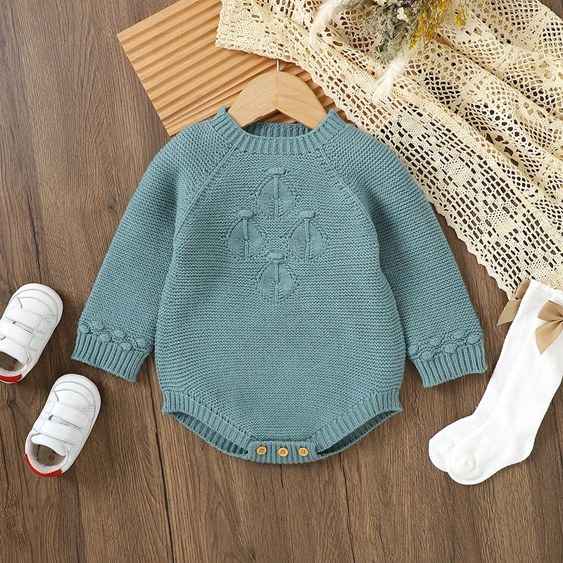 

Baby Bodysuits Clothes Spring Autumn Long Sleeve Knit Newborn Girls Solid Onesie Outfits 0-18m One Piece Winter Infant Jumpsuits