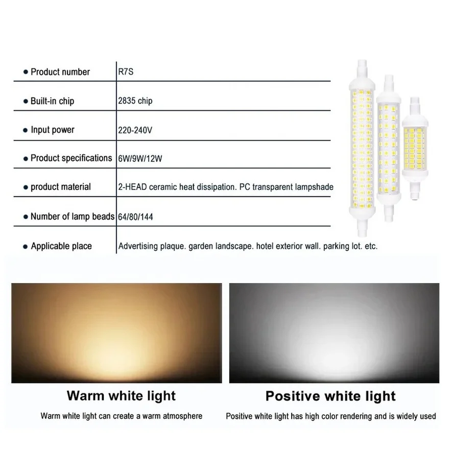 LED R7S 78mm 118mm 135mm r7s Light Bulb 12w 9w 6w SMD 2835 Lampada LED Lamp 220V corn light Energy Saving Replace Halogen Light