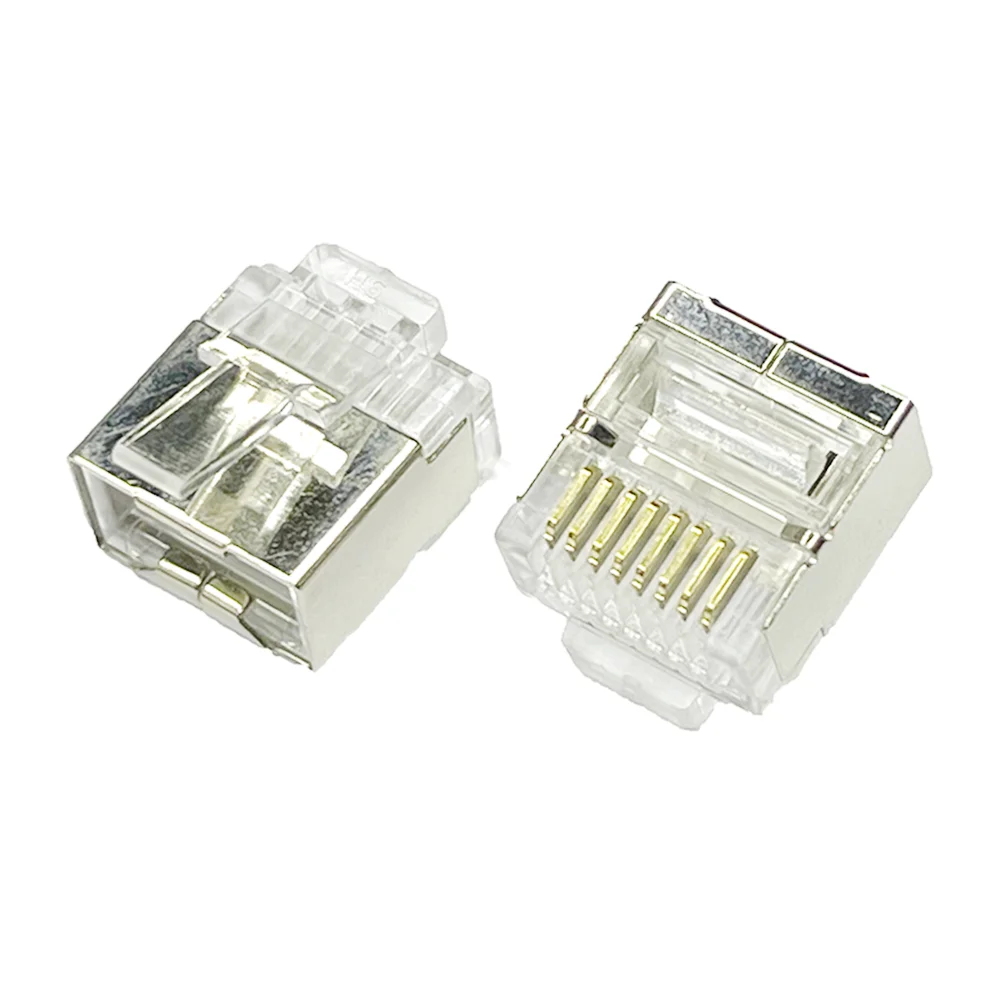 50/100PCS RJ45 Connector 8P8C Modular Ethernet Plug Short Body Aperture For Cat5e Flat Cable