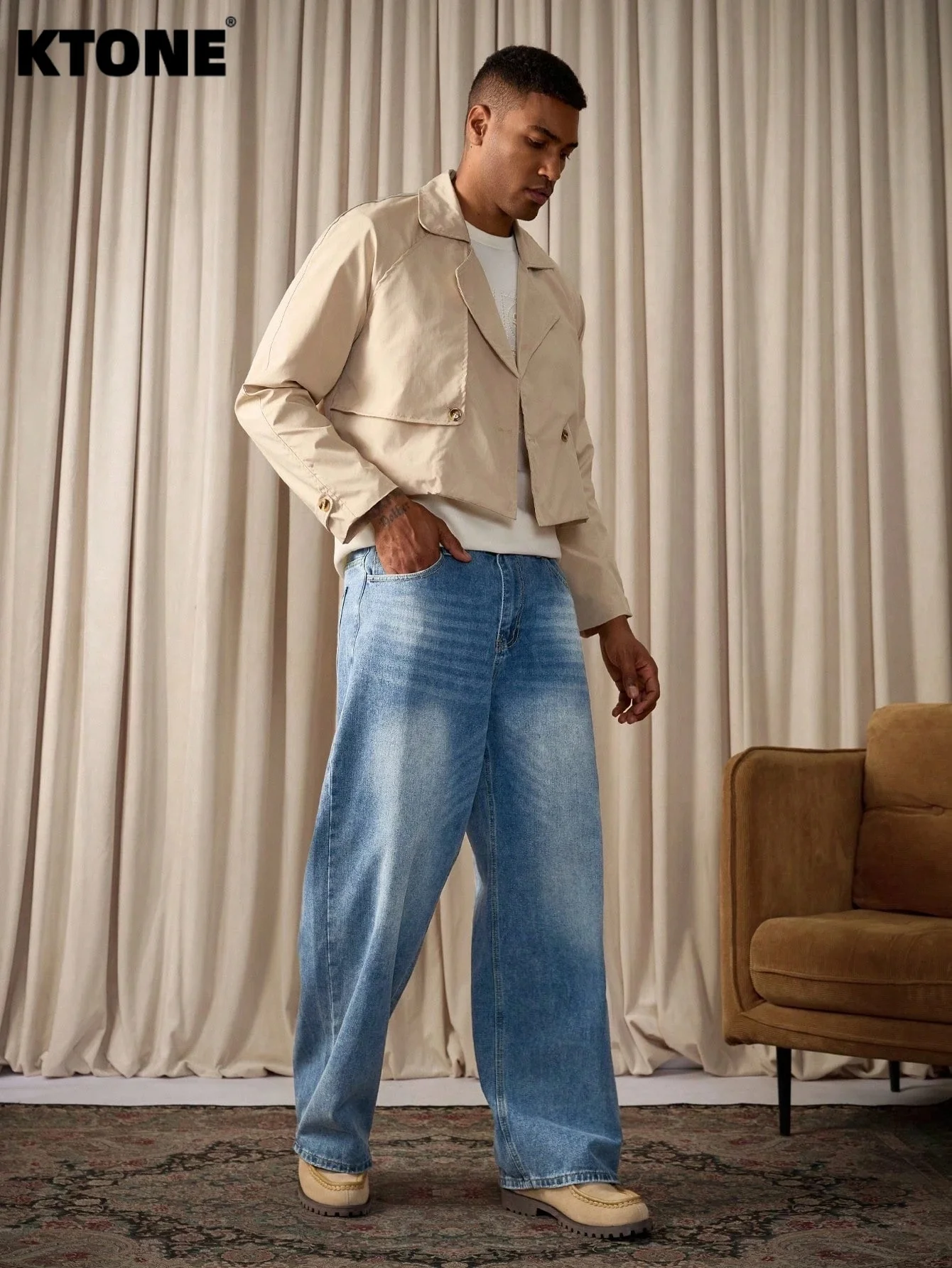 

Y2K Blue Baggy Jeans Pant Men's Original Drip Vibe Daily Casual Trousers No accessories or belts included