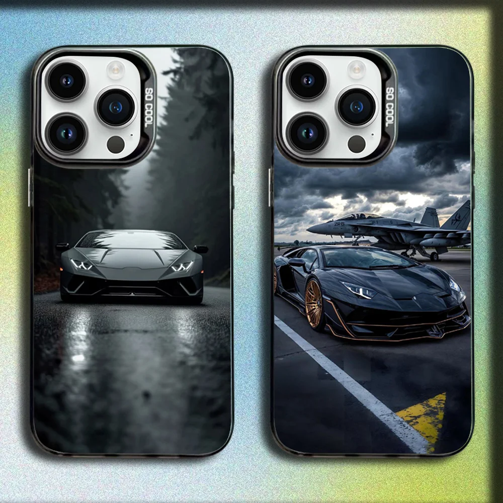 

Sport Car L-Lamborghinis Phone Case For iPhone 16,15,14,13,12,11,Mini,Pro,SE,MAX Gray Matte Silicone Black Cover