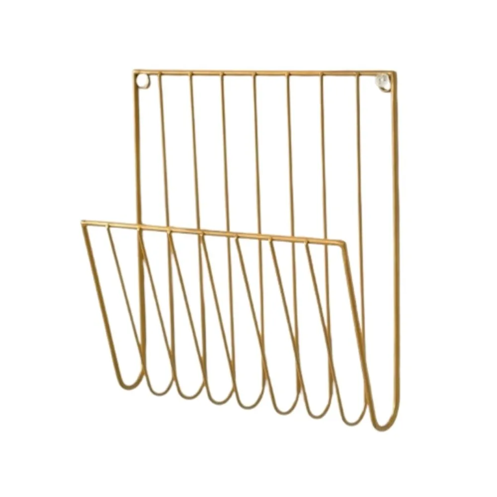 

Durable Wall Mounted Wall Files Folder Metal Iron Wire Magazine Holder Rust Resistant Hollow-out Tabletop Display Stand Office