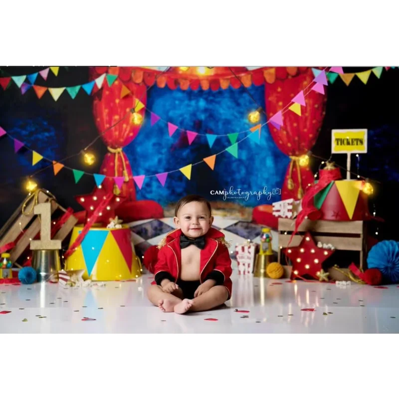 السيرك تحت عنوان صورة التصوير خلفية خمر كرنفال السيرك المرحلة خلفية الاطفال حفلة عيد ميلاد ديكور راية