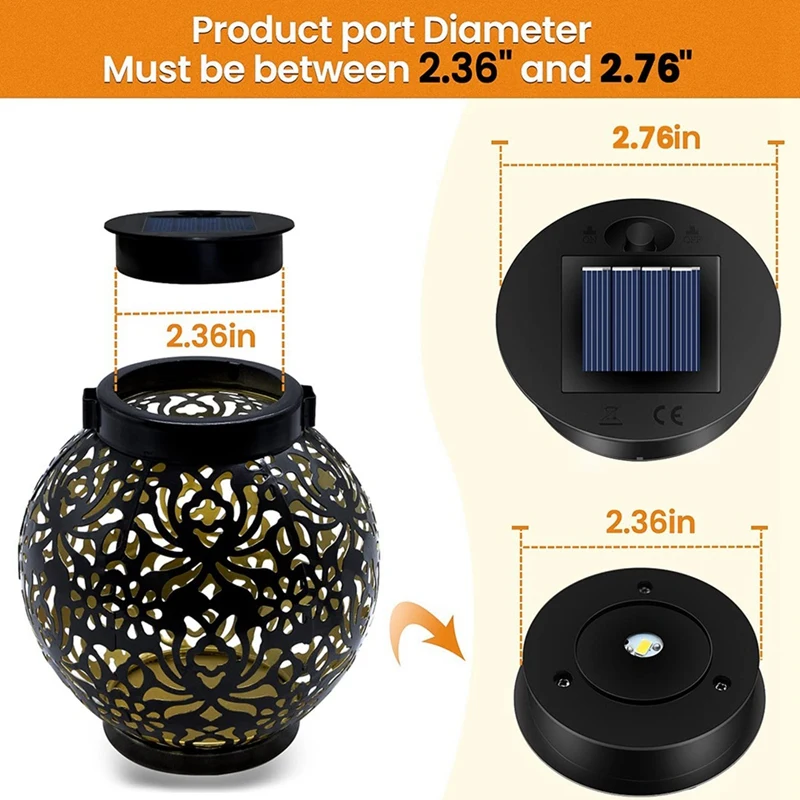 10 Pack Replacement Solar Light Parts(Top Size 2.76 Inches, Bottom Size 2.36 Inches),7 Lumens Warm White LED Waterproof