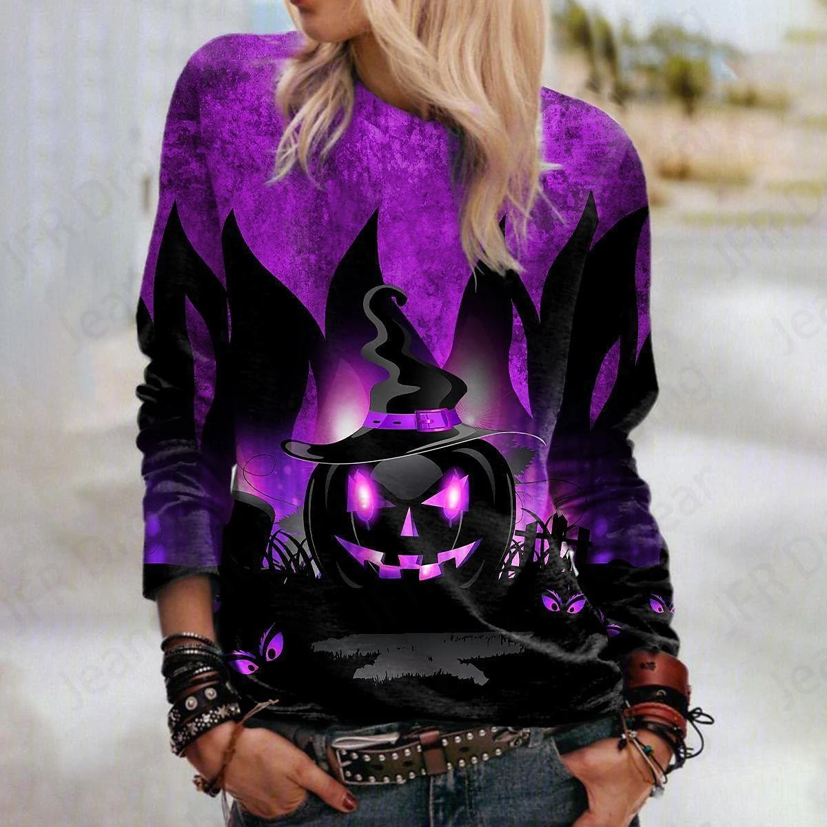 Happy Halloween 3d Print Hoodies Women Fashion Oversized Hoodie O-Neck Halloween Sweatshirt Girl Coat Women Sweats Girl Clothes