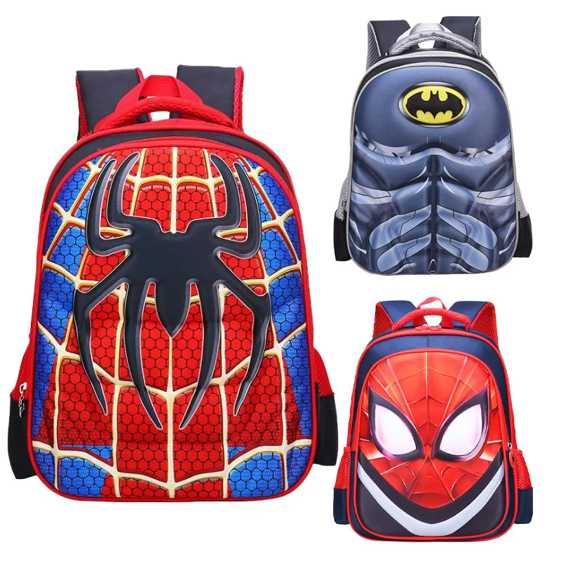 Marvel Spiderman Backpack Batman Schoolbag Superman Bagpack Captain America Double Shoulder Bag Kid Gift Student Stationery Boy