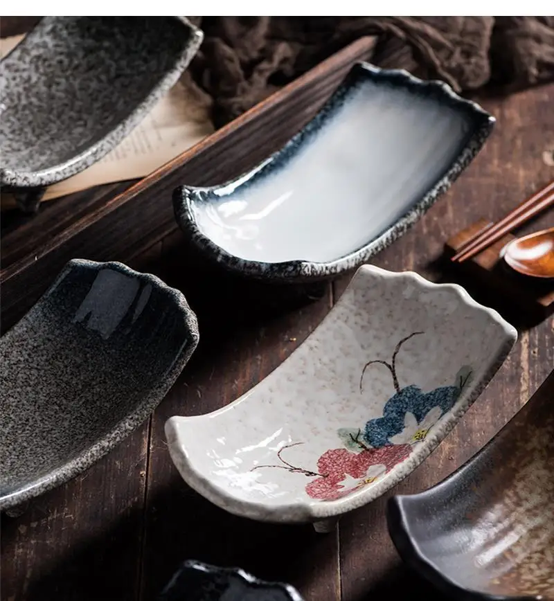 

Japanese-style Ceramic Dish Sauce Snack Retro Special-shaped Seasoning Personalized Tableware