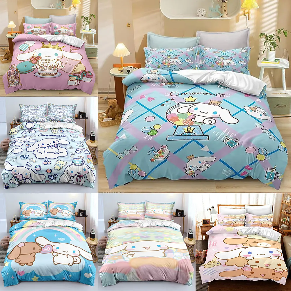 

Cinnamoroll Bedding Sets Comforter Quilt Bed Cover Duvet Cover Pillow Case 2-3 Pieces Sets Kids Adult Size