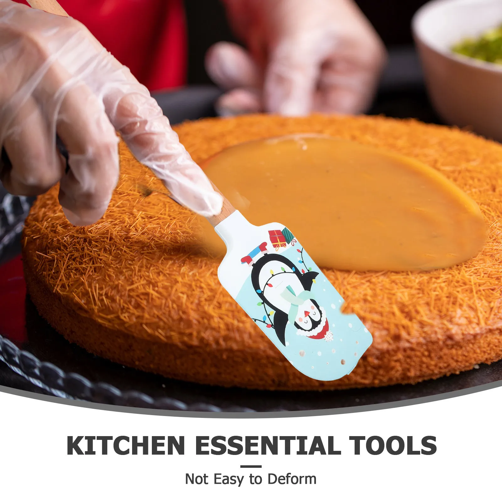 

5pcs Cake Cream Spatula Silicone Wood Handle Baking Pastry Tools Kitchen Restaurant Diy Christmas Party Supplies