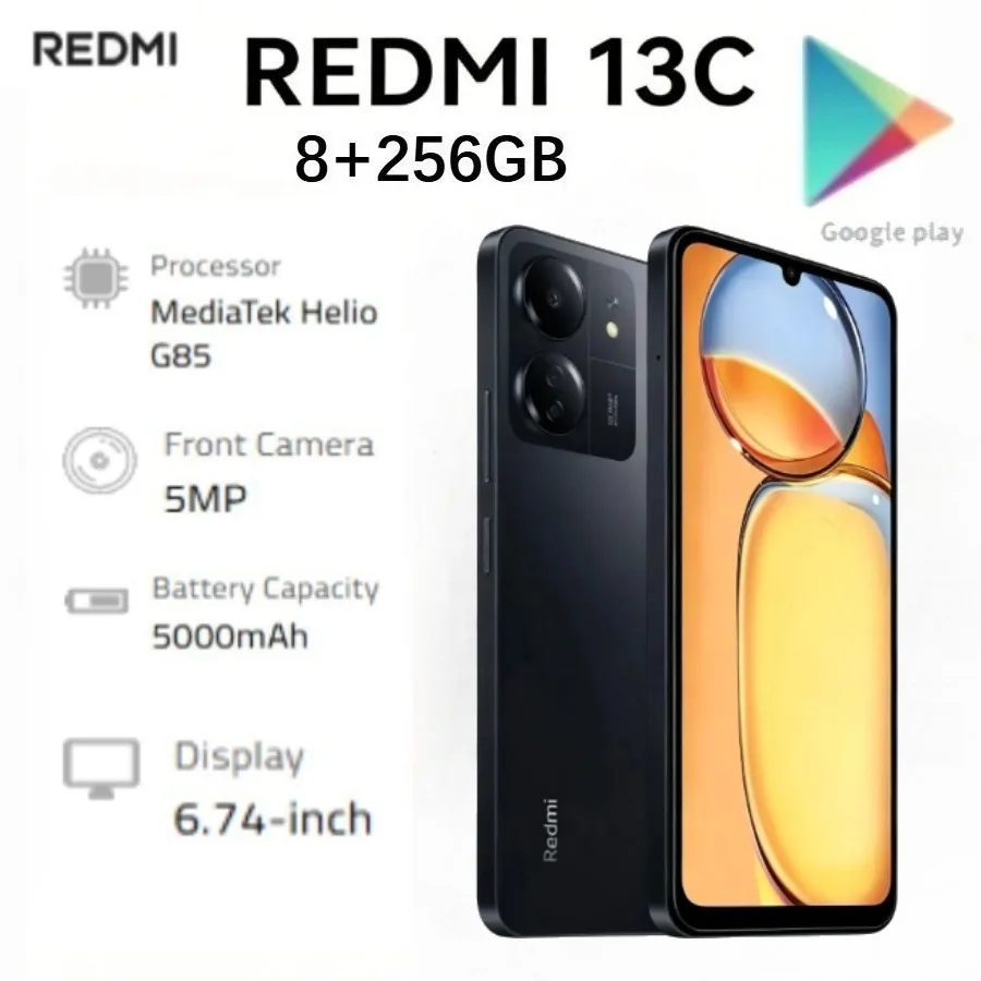 Nuevo Redmi 13C 2026 Edición Global, Teléfono Inteligente con Pantalla de 6.74 Pulgadas, 8+256GB de Almacenamiento, Batería de 5000mAh de Larga Duración, Modelo 2026