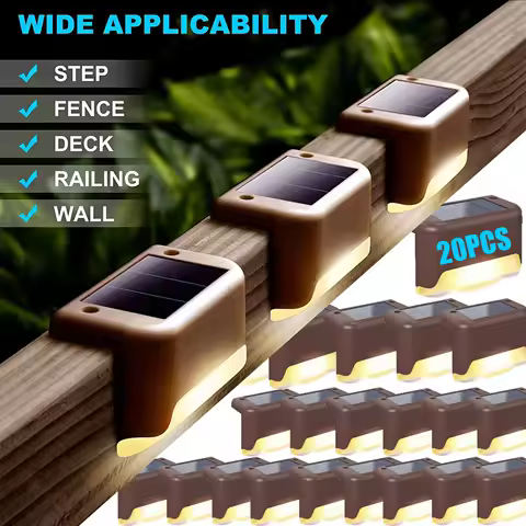 4-20PCS Solar Deck Lights Outdoor IP65 Waterproof Solar-Powered Garden Lamps for Railing Stairs Steps Fence Yard Patio Pathway