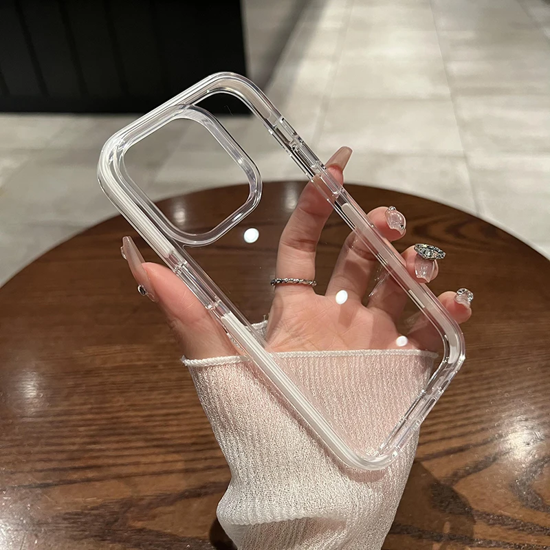For iPhone 16 Pro Max Case Built-in Thick Airbag Minimalist Transparent Premium Acrylic Cover Compatible with iPhone 15 14 view 2