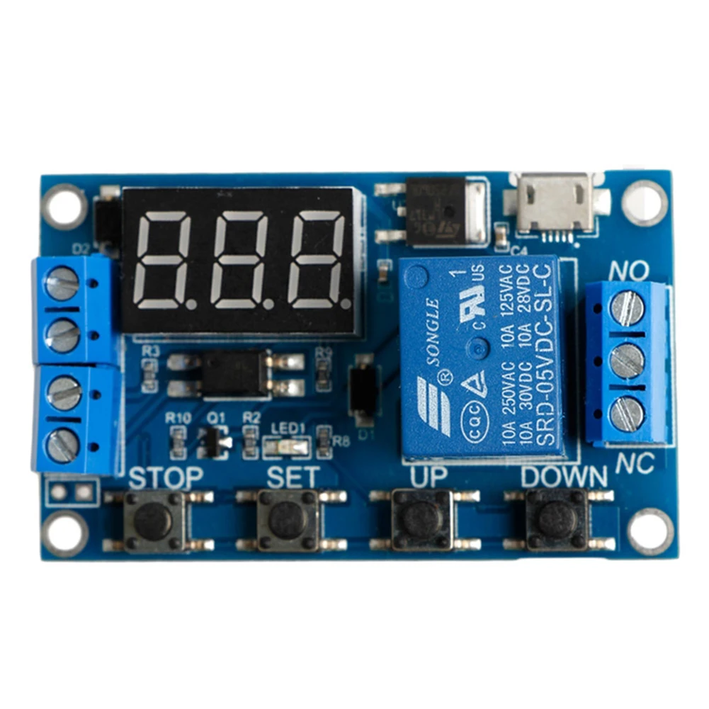 Módulo de Relé Temporizador Multifuncional Digital, Display LED, Automação Ciclo Delay Timer, Off Switch, 1 CH, 1 CH, 5Pcs, XY-J02