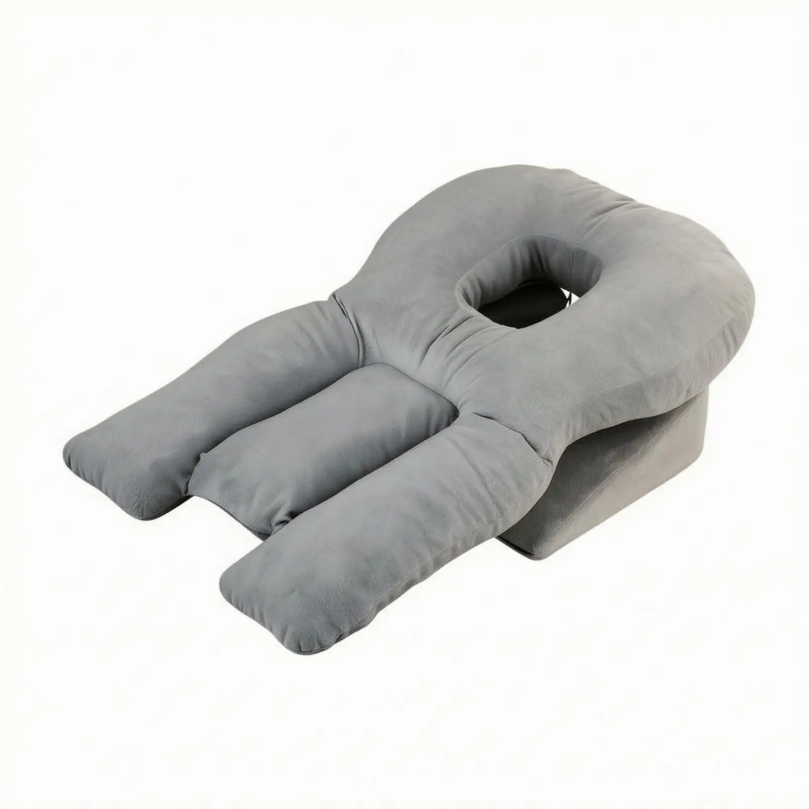 Low Profile Side Sleeping Pillow for Prone Position Comfort Breathable Face Down Cushion with Neck Support Gray