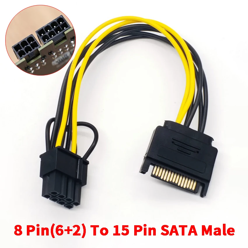 

1pcs SATA 15PIN to 8Pin 6P+2P Cable Splitter Computer Graphics Card Power Line Video Card Converter Wire Adapter Extend Cord