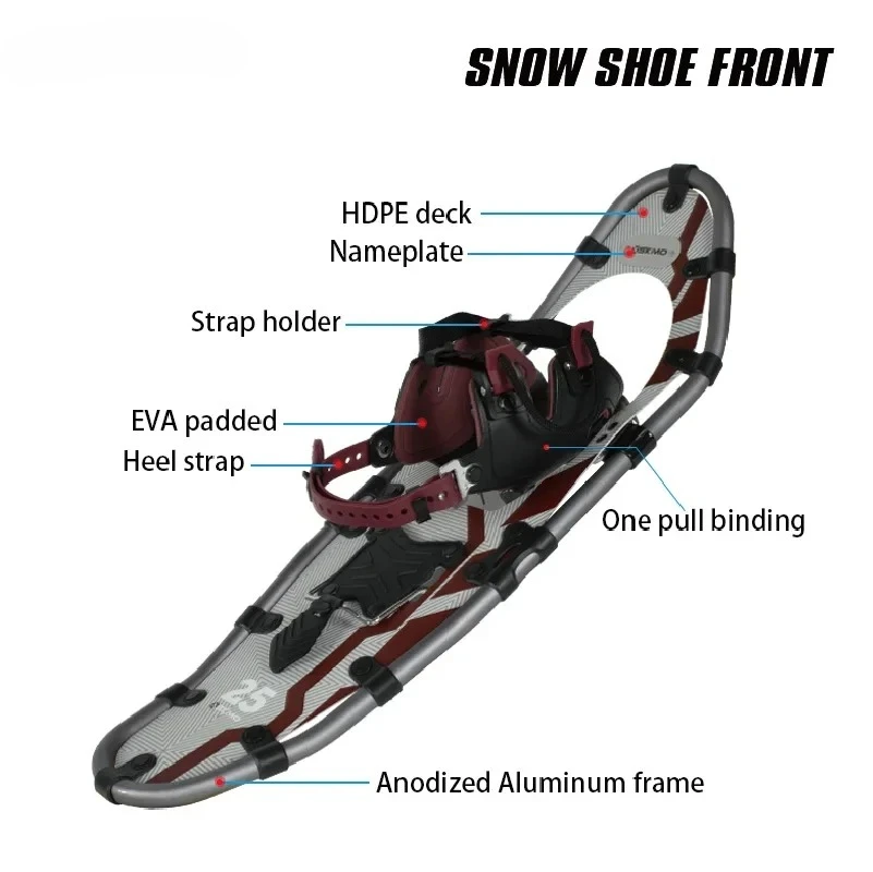 Aluminum Snowshoes With EVA Padded One Pull Binding Heel Lift Snowshoes For Adults Youth