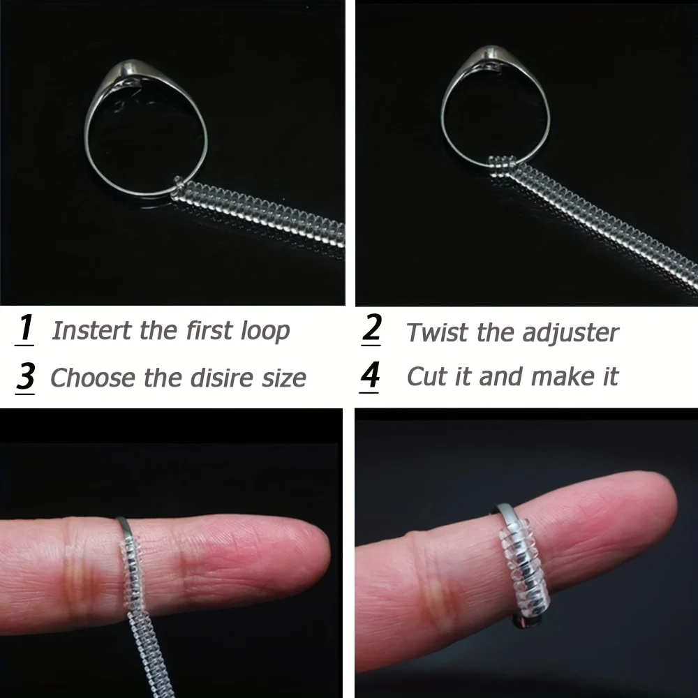 4 Stück Ringgrößenversteller, unsichtbarer Schmuckgrößerer, Schrumpffolie, Anti-Fall-Schutz, Ringschutz, Ringgrößenversteller für lose Ringe – Detail 2