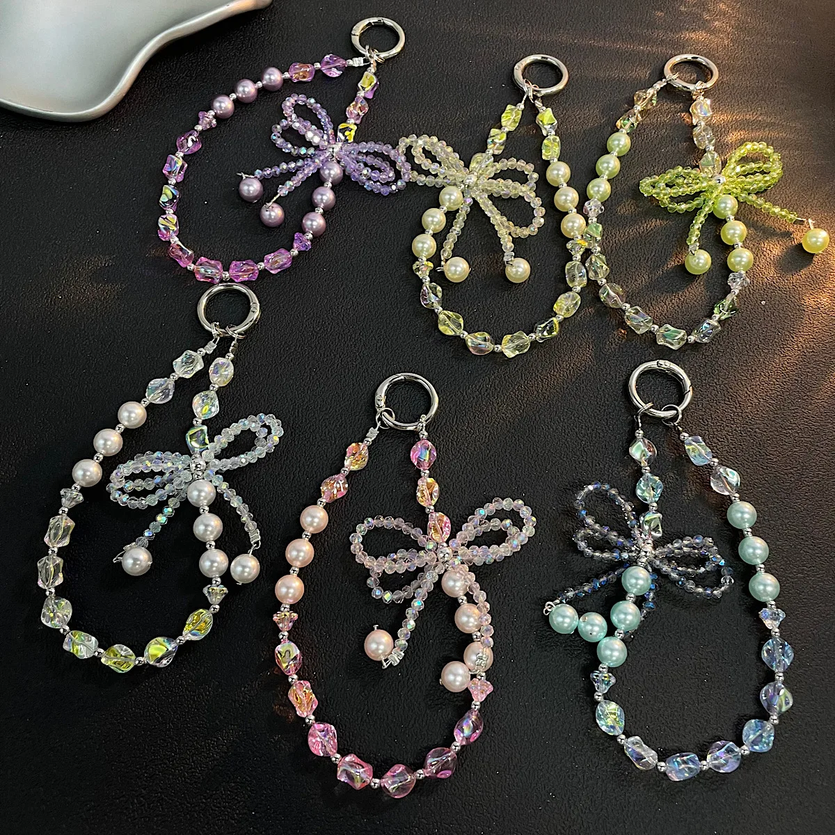 

New Bead Crystal Bow Mobile Phone Pendant Box Versatile Keychain Pendant Bag Pendant Mobile Phone Hanging Chain For Women