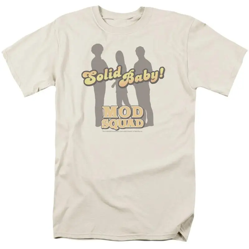 Camiseta sólida The Mod Squad para hombre con licencia de bebé, Logo de TV clásico, color crema