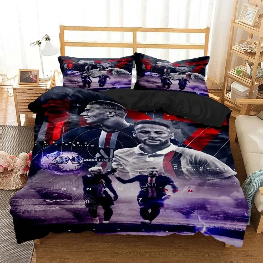 Modern Football superstar 3D printed  bedding Queen bedding set Soft and comfortable customized King size bedding set for boy