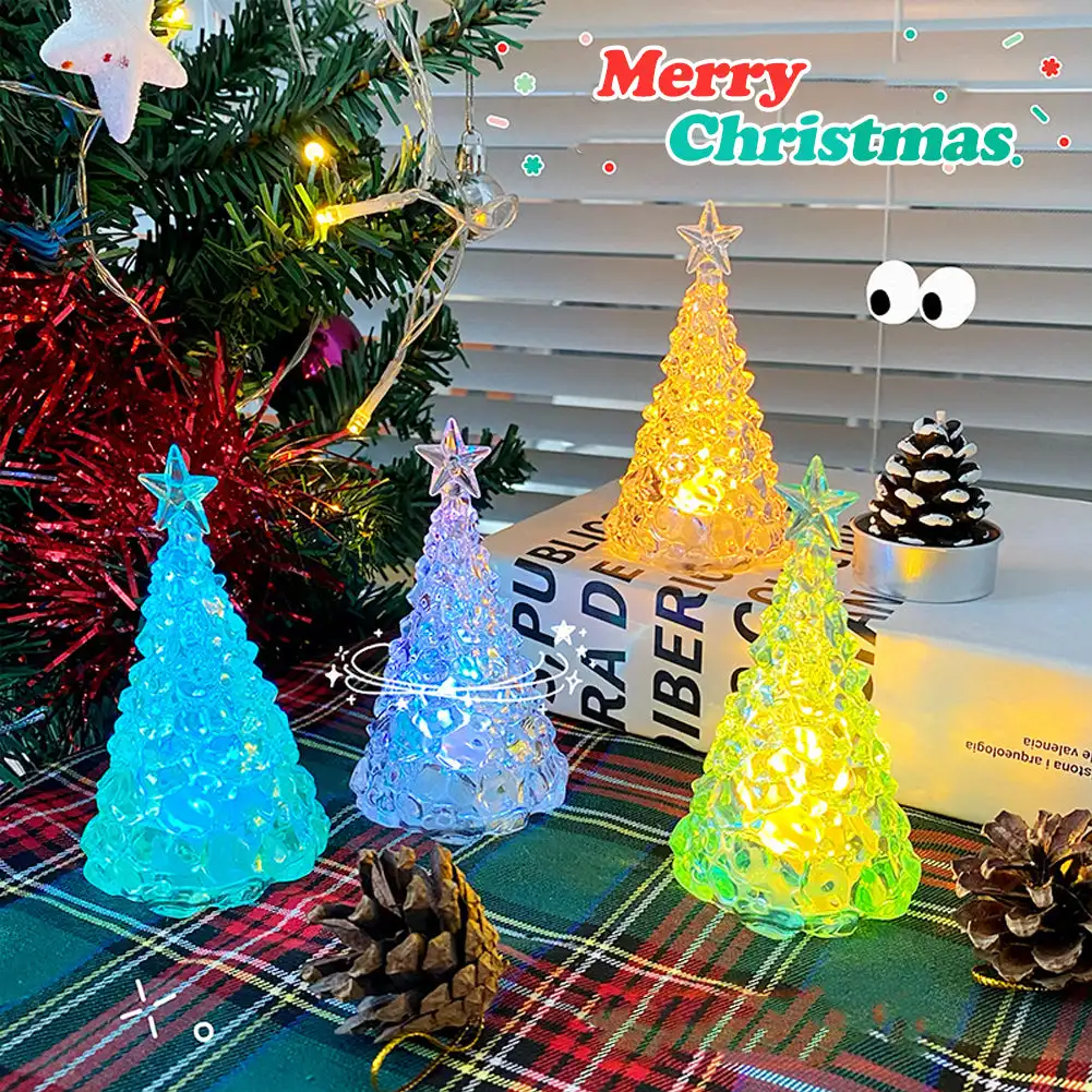 Acrylic LED Night Light Christmas Decorations Colorful Christmas Tree Lights Wedding Party Christmas New Year Childrens Gift