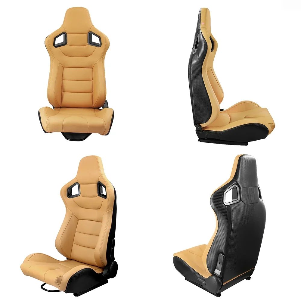 1pc Adjustable Racing Seat Universal for Sport Car Simulator Bucket Seats Black-Red PVC Leather 1pc view 2