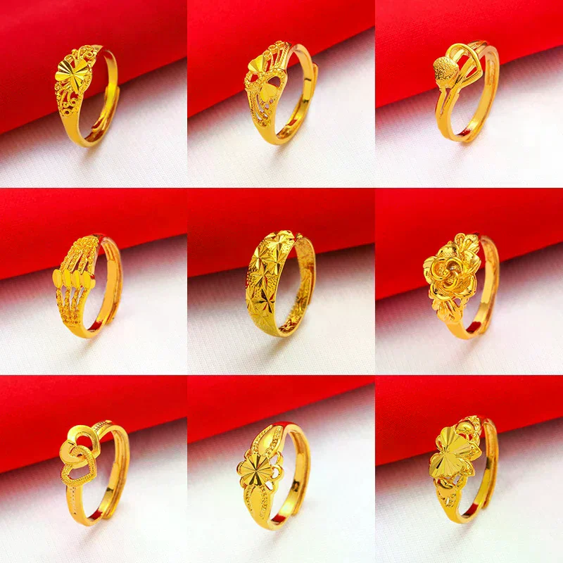 Gold Plated Lucky Ring Opening Adjustable Simple Fashion Transfer Ring For Women All-match Luxury Finger Accessories