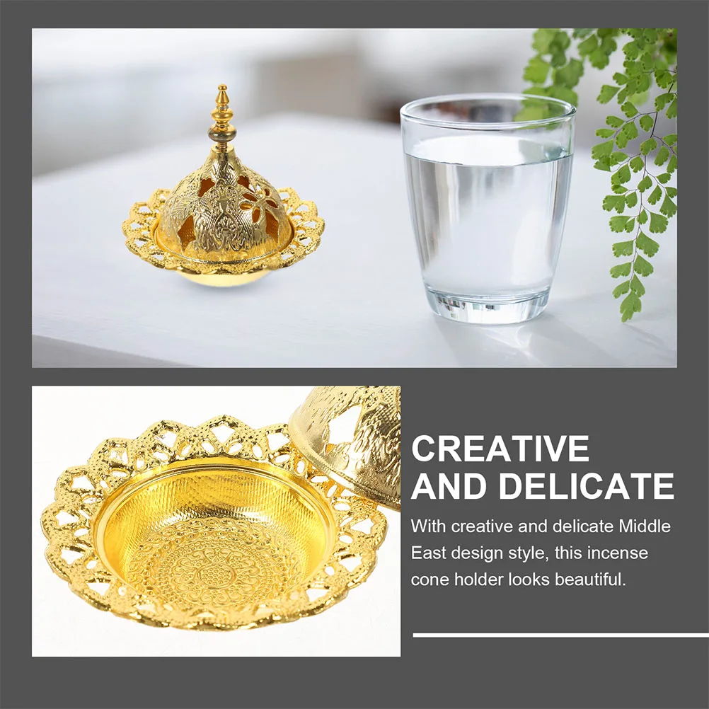

2 Pcs Aroma and Incense Burner Decorative Censer Wax Melt Burners Cone Metal Box Vintage Alloy Fragrance Arabian Ornament