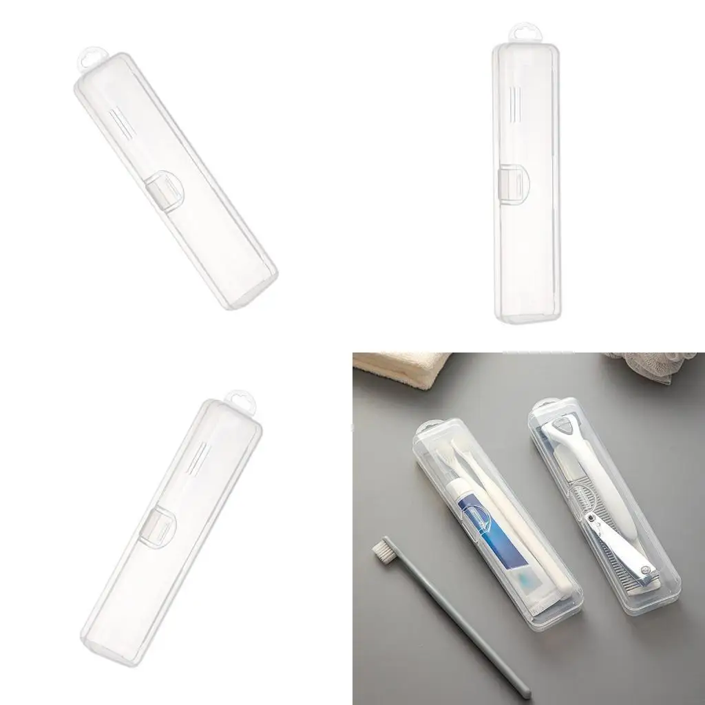 Clear Plastic Travel Toothbrush Container Multifunctional Cosmetic Storage Box Portable Dustproof Designs for Home Use X3UC