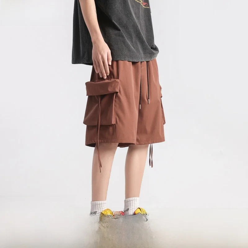 

Быстросохнущие спортивные шорты в американском ретро-стиле для мужчин и женщин, повседневные, прямого кроя, тонкие, длиной до колена, с карманами