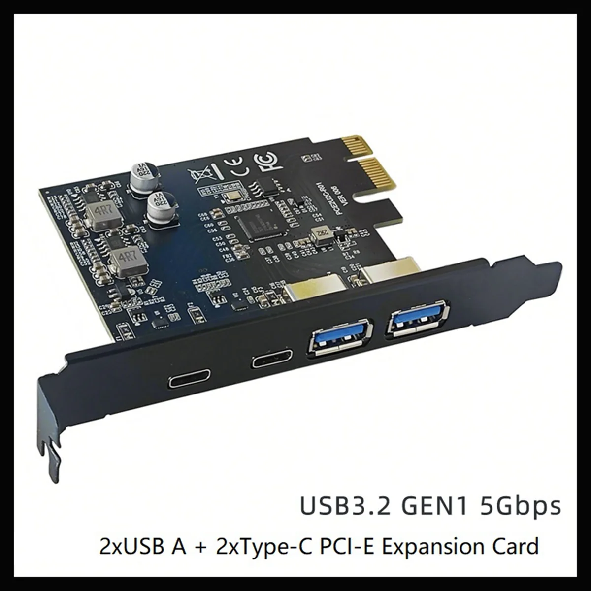 NEW 4 Ports 5Gbps PCIE Card Hub USB 3.0 PCI-E Board 2xUSB A Port+2xType-C Port USB PCI-E Expansion Card Adapter for Computer