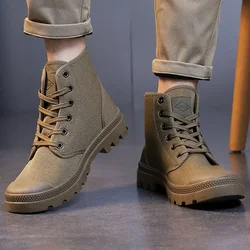 Male Shoes Trendy 2025 Men's Boots High Cut Canvas Footwear Original Deals Low Price Comfortable Casual Size 44 In Promotion New