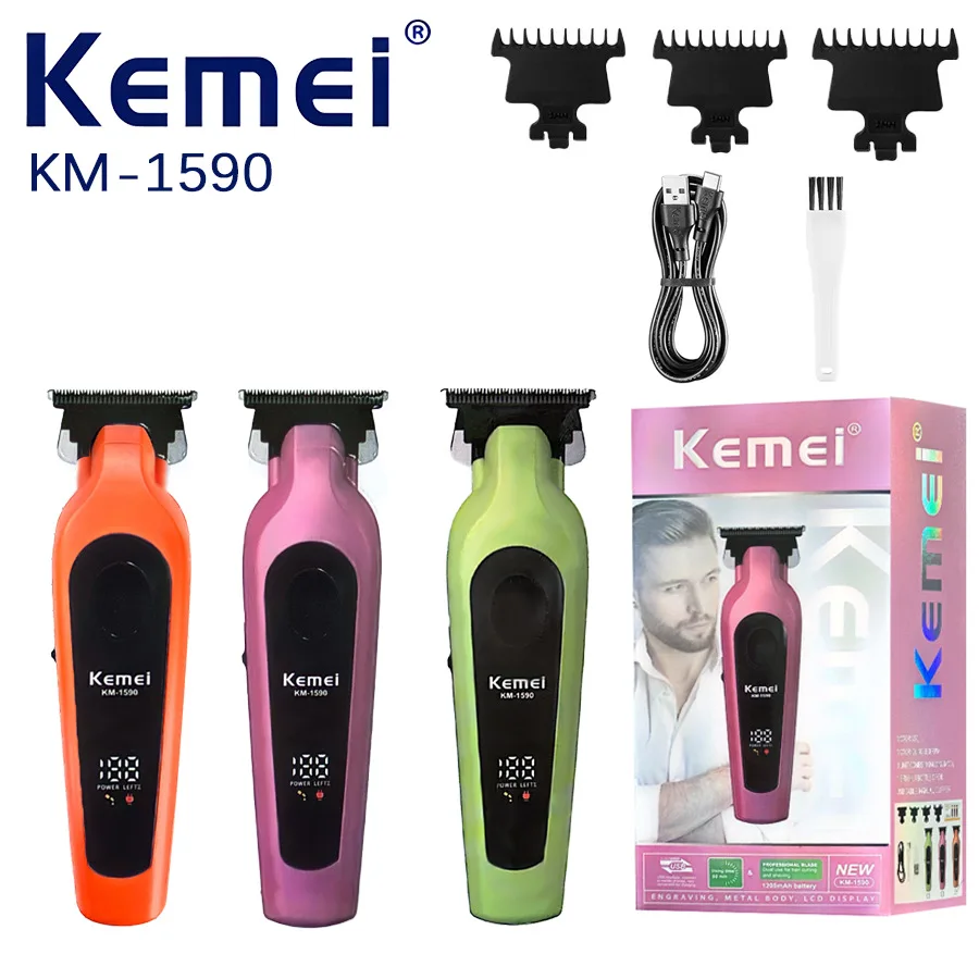 

Kemei Hair Trimmers Professional Body Trimmer Electric Clippers Rechargeable Hair Cut Machine 0mm Hair Trimmer for Men KM-1590