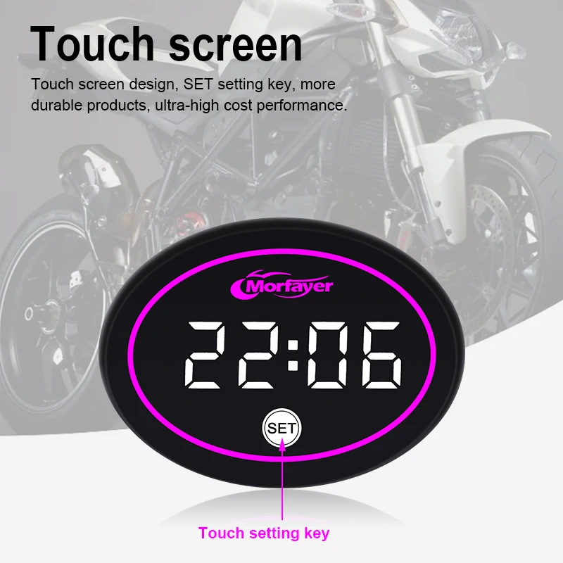9-24V Motorcycle Universal Voltmeter Voltage Display LED Mirror Mount Waterproof