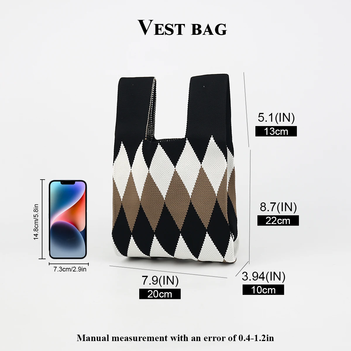 1 Piece of a Diamond-Shaped, Simple and Stylish Handbag That Can Carry an Umbrella, Mobile Phone, Cosmetics, Books, and Is Suitable for Daily Outings, Fitness, Shopping, School, Outdoor Sports, and Can Be Used in All Seasons and Is Suitable for a Variety of Places
