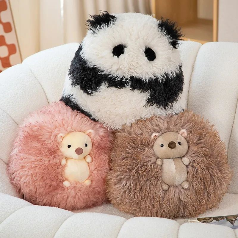 

Cute Soft Hedgehog Fat Round Panda Plush Toys Long Hair Peluche Dolls Stuffed Animal Pillow Nice Christmas Gift For Baby Girls